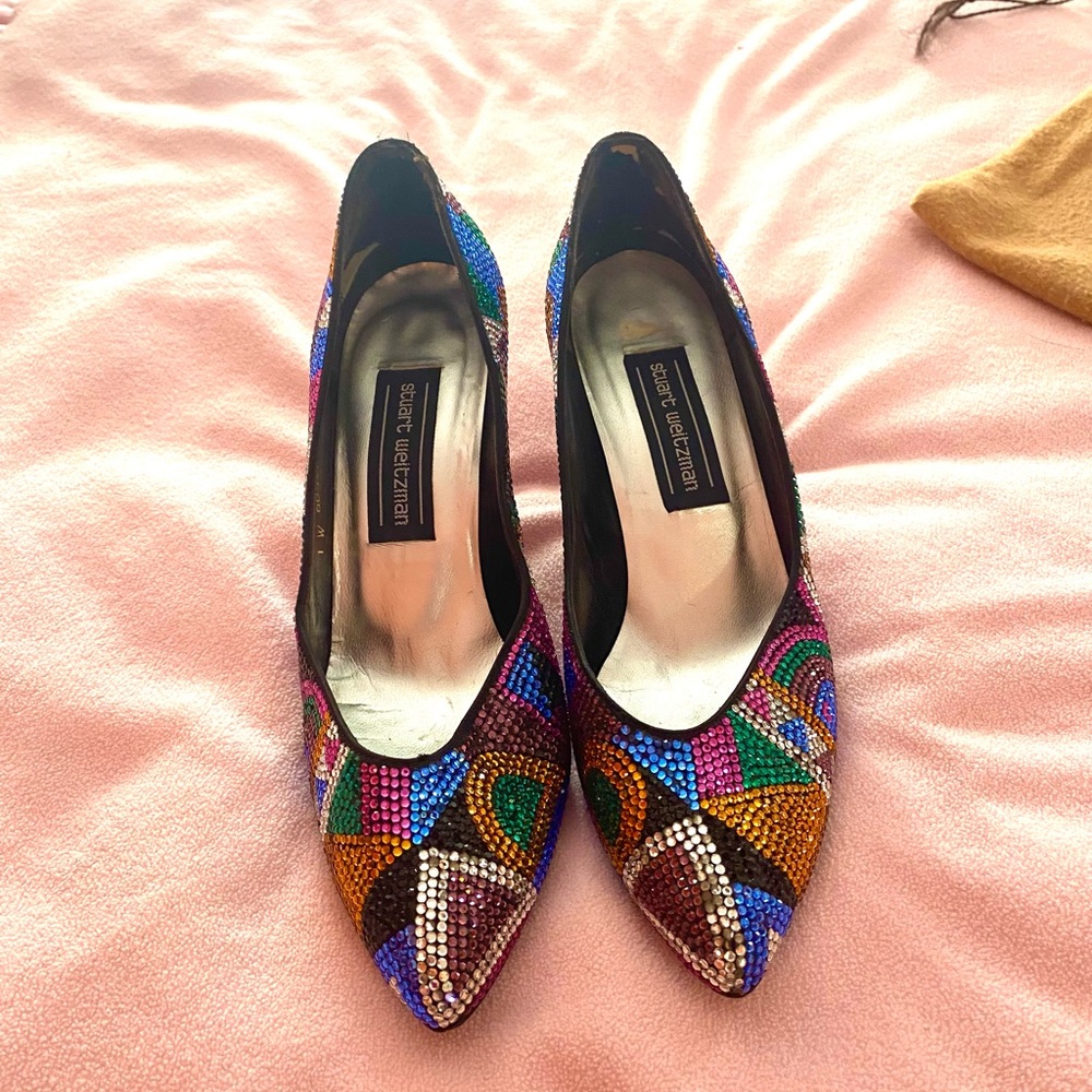 Stuart Weitzman Multicolor Swarovsky Crystal Pumps - image 2